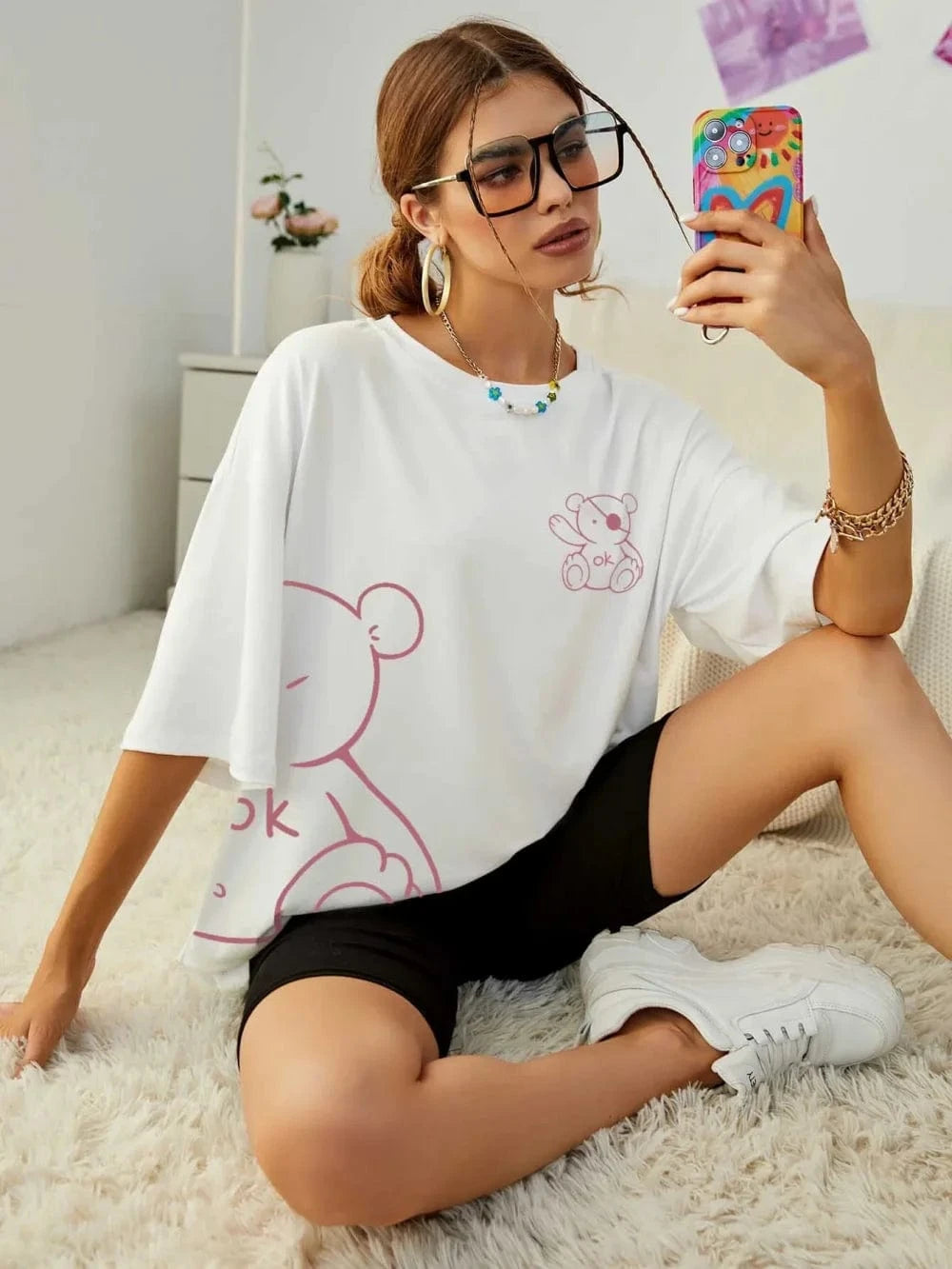 Teonclothingshop Teddy Bear Print Oversized Tee