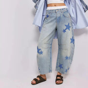 Teonclothingshop Trendy Blue Denim Mom Jeans