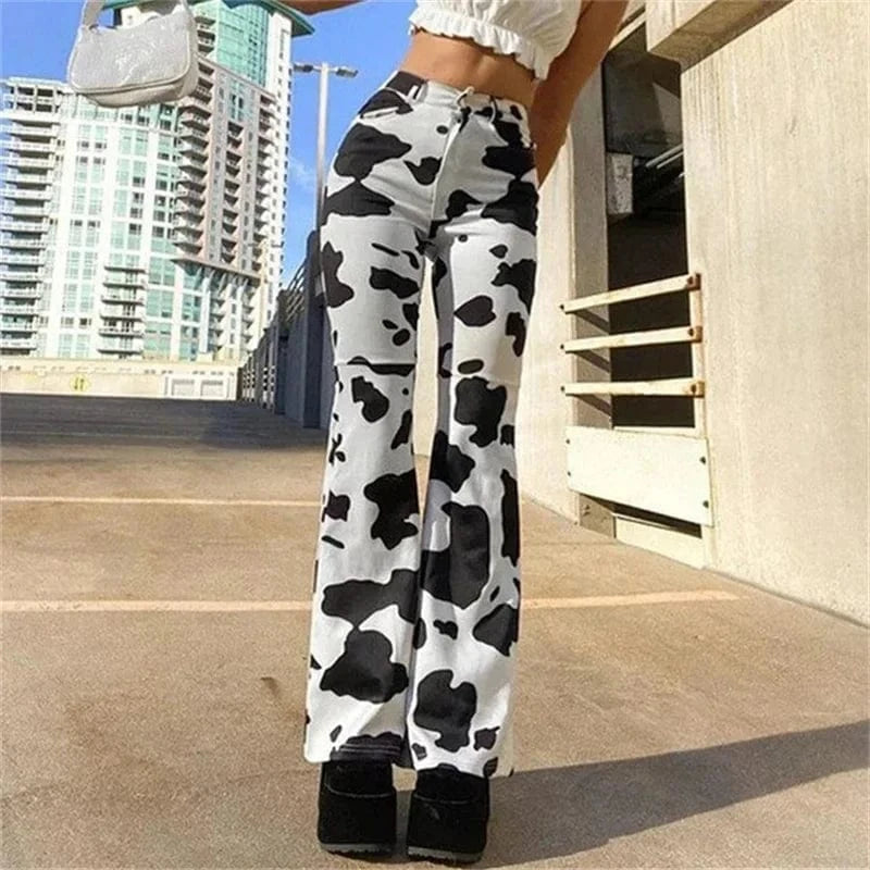 Teonclothingshop Trendy Cow Pattern Jeans