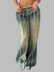 Teonclothingshop Trendy Patchwork Ripped Jeans for Ladies