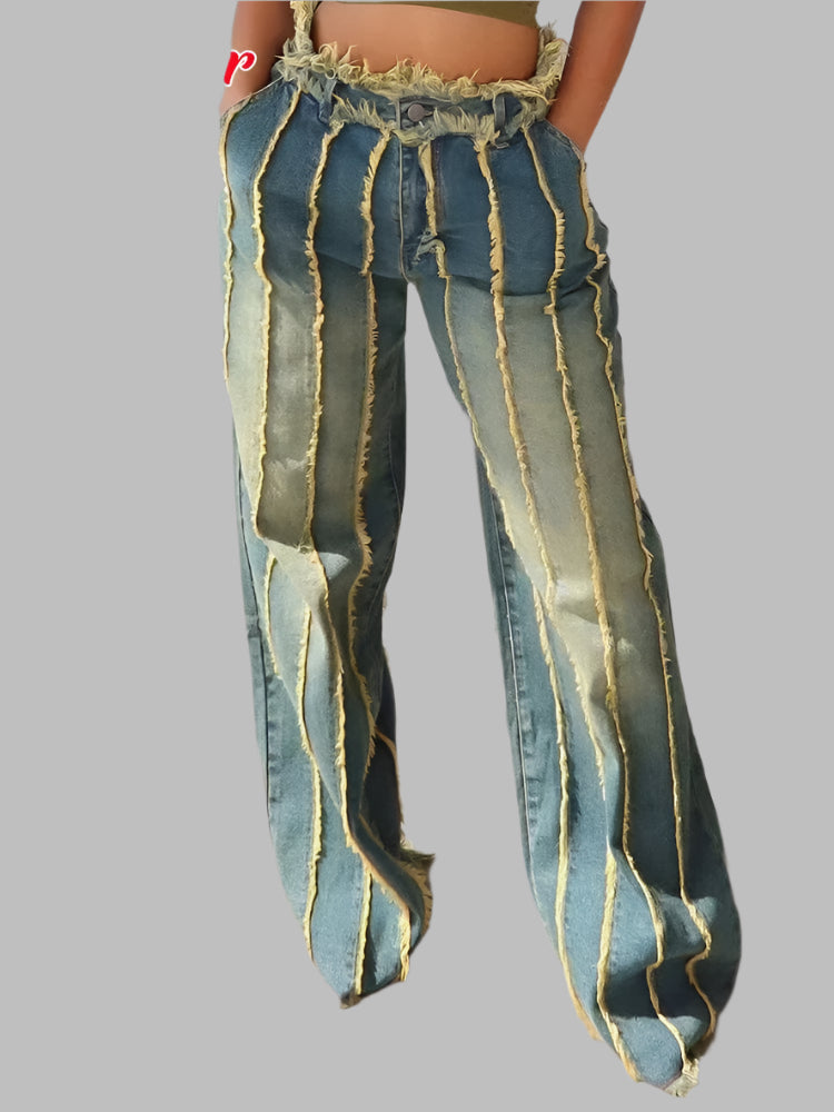 Teonclothingshop Trendy Patchwork Ripped Jeans for Ladies