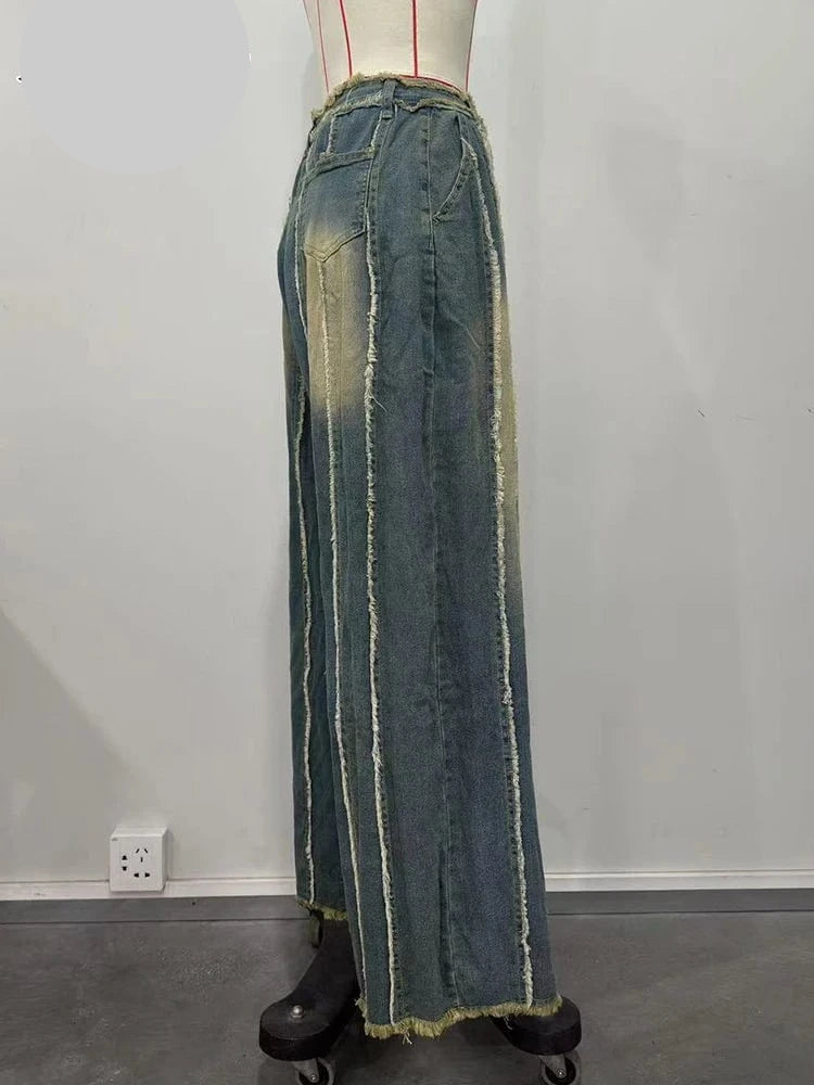 Teonclothingshop Trendy Patchwork Ripped Jeans for Ladies