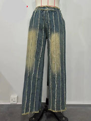 Teonclothingshop Trendy Patchwork Ripped Jeans for Ladies