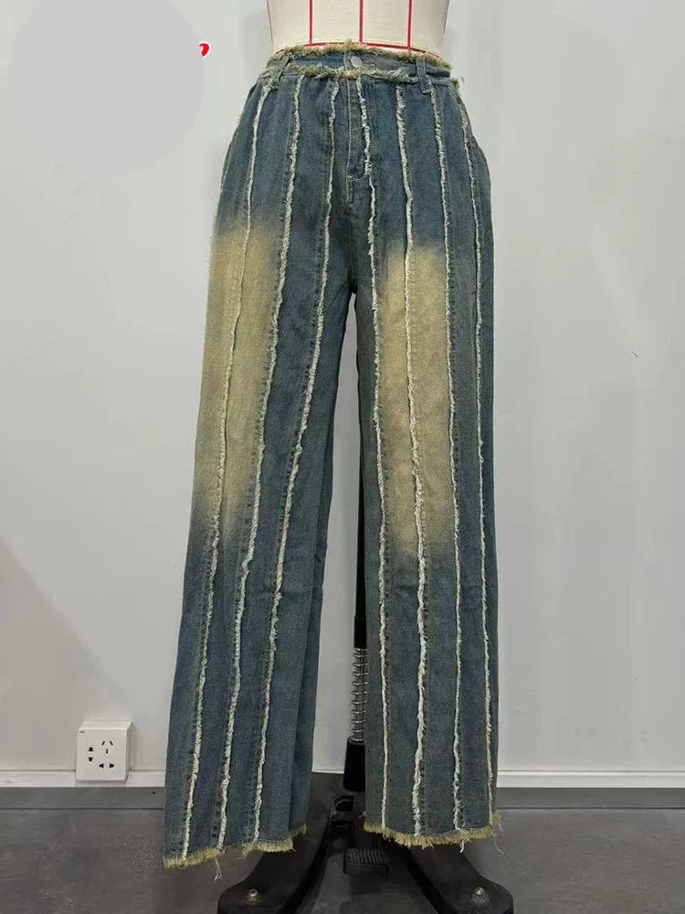 Teonclothingshop Trendy Patchwork Ripped Jeans for Ladies