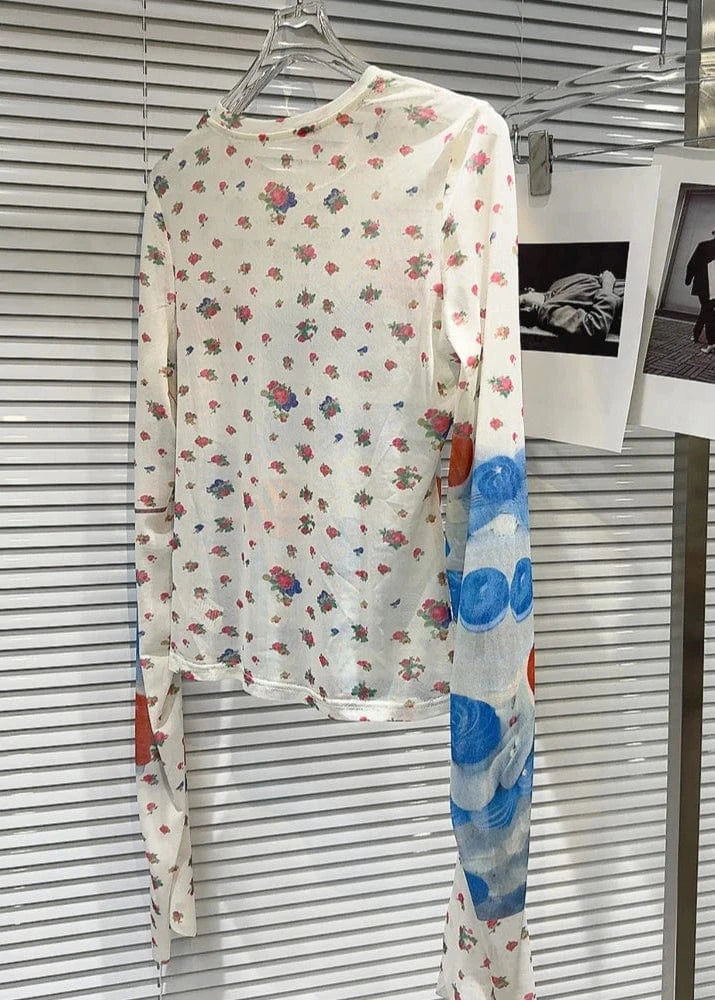 Teonclothingshop Trendy Sheer Fruit Print T-Shirt