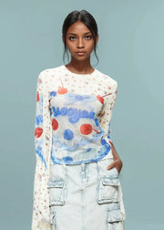Teonclothingshop Trendy Sheer Fruit Print T-Shirt