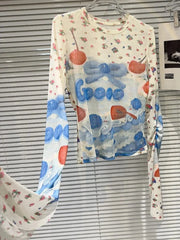 Teonclothingshop Trendy Sheer Fruit Print T-Shirt