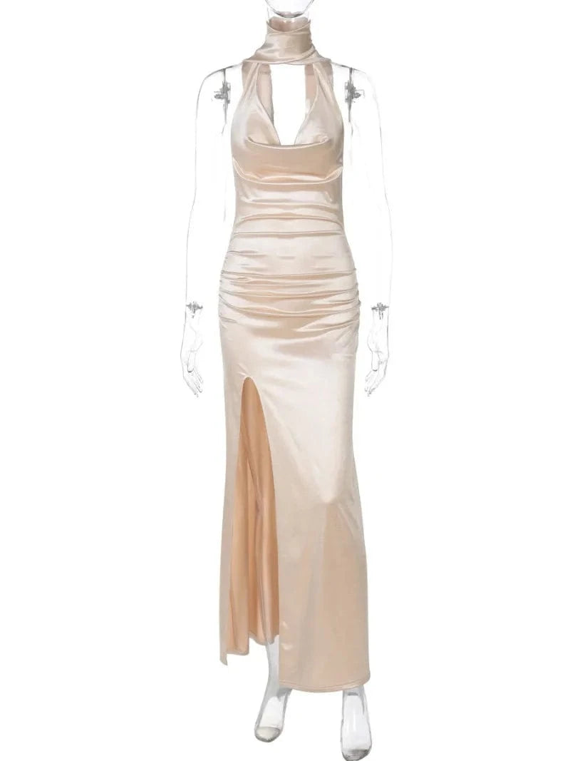 Teonclothingshop V-neck Bandage High Slit Long Maxi Dress