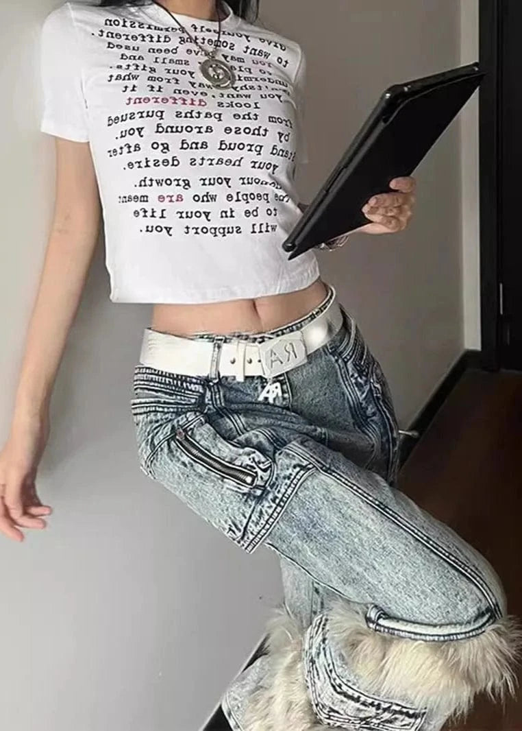 Teonclothingshop Vintage Hip-Hop Style Denim Pants