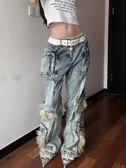 Teonclothingshop Vintage Hip-Hop Style Denim Pants