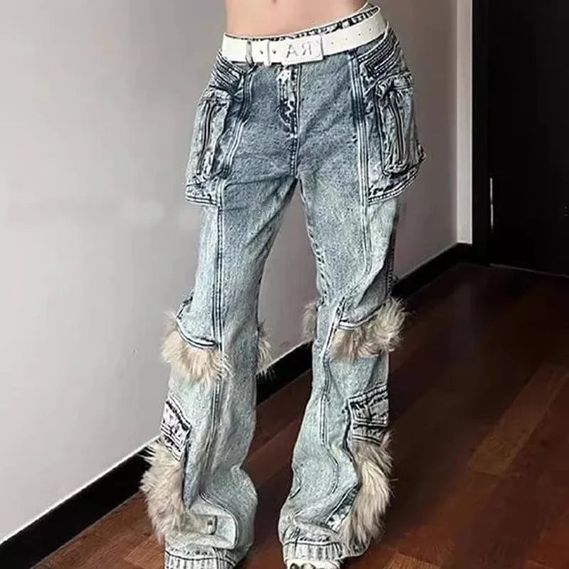 Teonclothingshop Vintage Hip-Hop Style Denim Pants