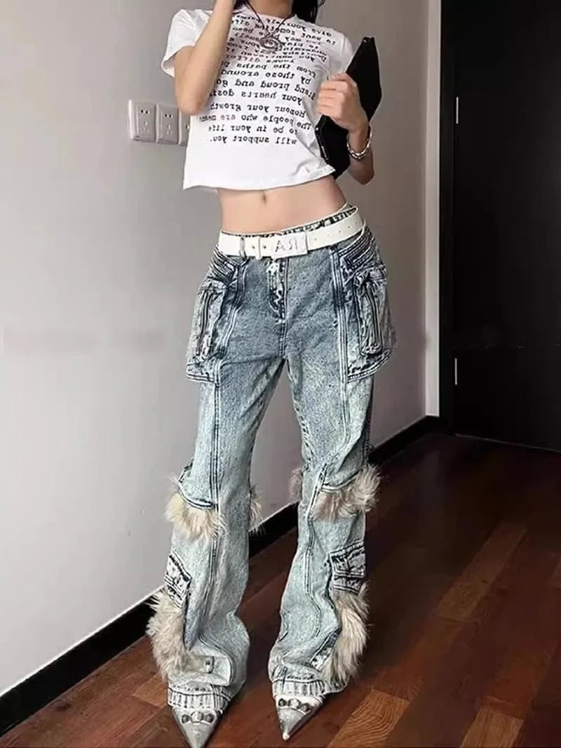 Teonclothingshop Vintage Hip-Hop Style Denim Pants