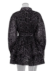 Teonclothingshop Vintage Lapel Long Sleeve Mini Dresses