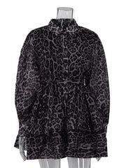 Teonclothingshop Vintage Lapel Long Sleeve Mini Dresses