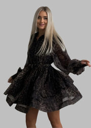 Teonclothingshop Vintage Lapel Long Sleeve Mini Dresses