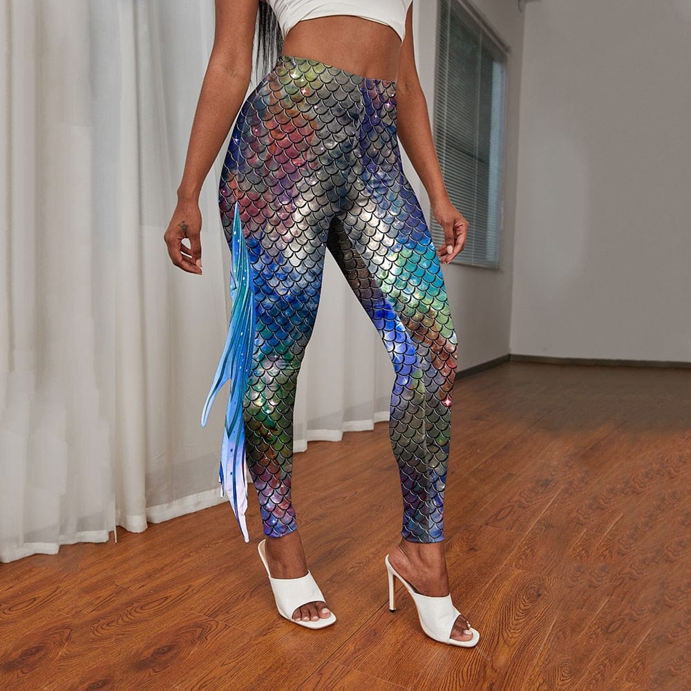 Teonclothingshop VIP FASHION Women's tights in the shape of a mermaid, costume, 3D printed tights