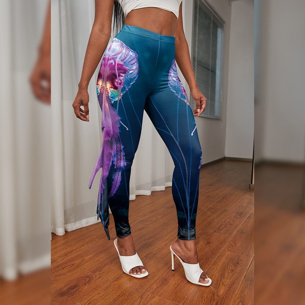 Teonclothingshop VIP FASHION Women's tights in the shape of a mermaid, costume, 3D printed tights
