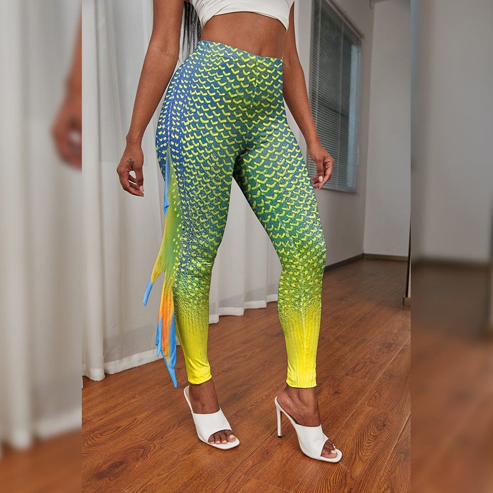 Teonclothingshop VIP FASHION Women's tights in the shape of a mermaid, costume, 3D printed tights