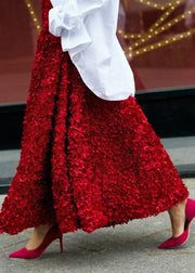 Teonclothingshop Winter Red Fashion Long Petal Skirt