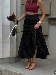 Teonclothingshop Winter Red Fashion Long Petal Skirt