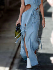 Teonclothingshop Women Denim Dress Fashion High Waist