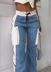 Teonclothingshop Women High Waisted Baggy Casual Jeans