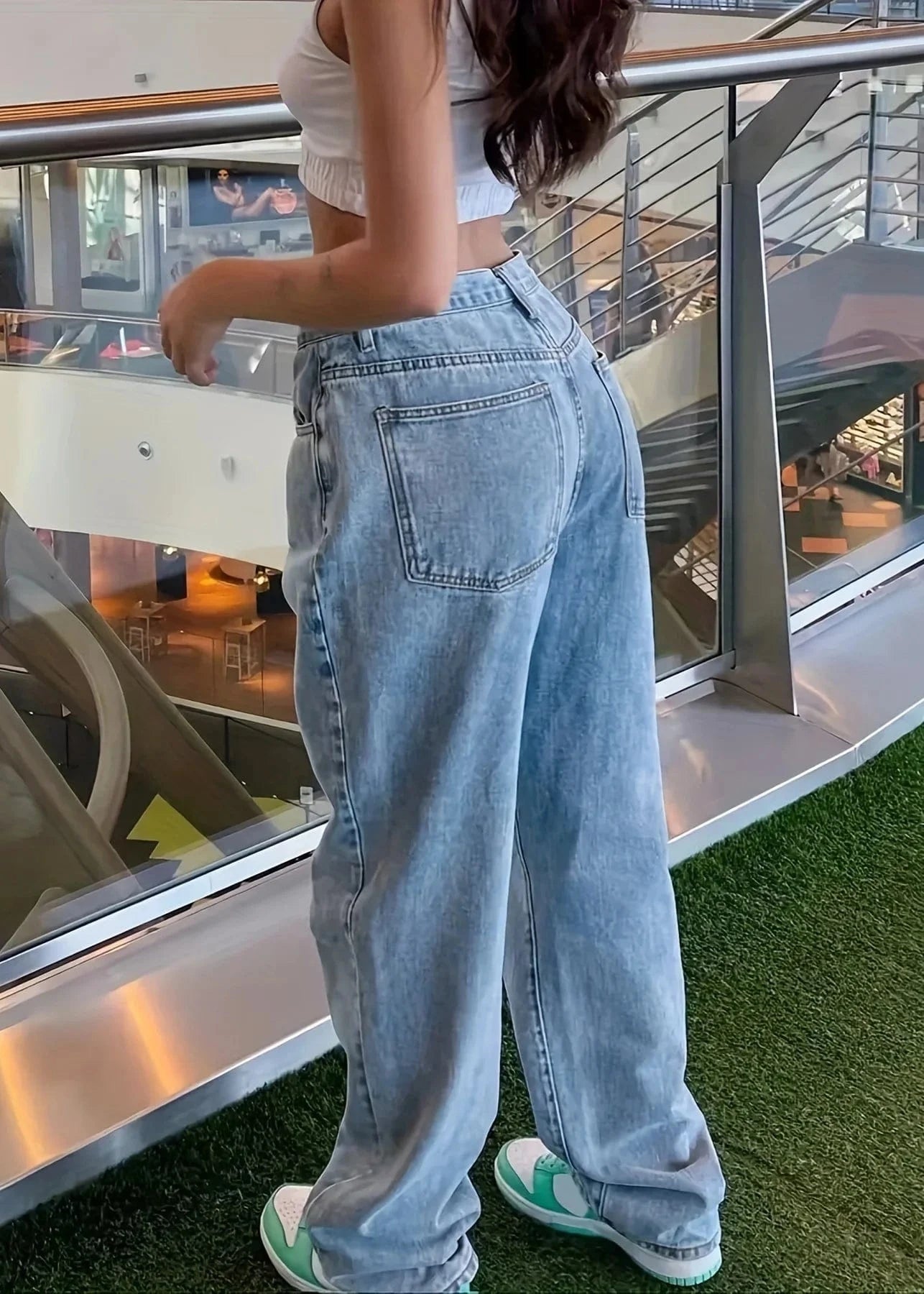 Teonclothingshop Women's casual washed loose straight jeans