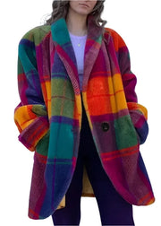 Teonclothingshop Women’s Color Block Cashmere Coat