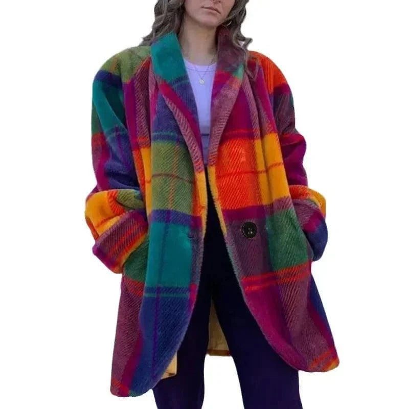 Teonclothingshop Women’s Color Block Cashmere Coat