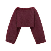 Teonclothingshop Women's Crop Faux Fur Coat Street O-neck Long Sleeve
