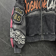 Teonclothingshop Women’s Embroidered Flower Sweatshirt Jacket