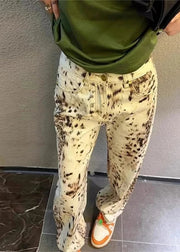 Teonclothingshop Women’s Leopard Print Wide-Leg Jeans