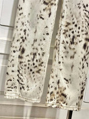 Teonclothingshop Women’s Leopard Print Wide-Leg Jeans