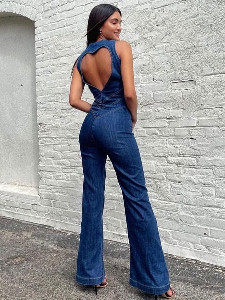 Teonclothingshop Women's Sleeveless Jumpsuit Slim One Piece  Backless Jumpsuit