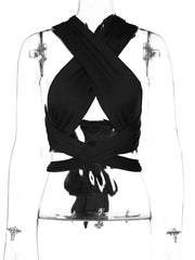 Teonclothingshop Women's t-shirt with a belt across the front, without sleeves and without a back