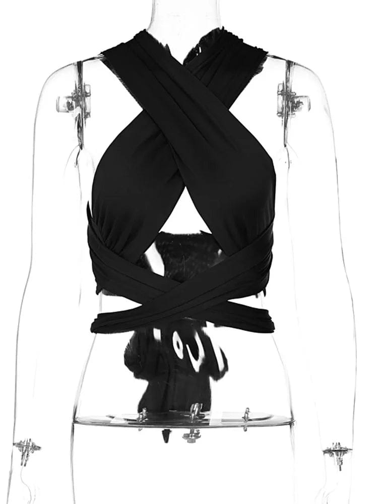 Teonclothingshop Women's t-shirt with a belt across the front, without sleeves and without a back