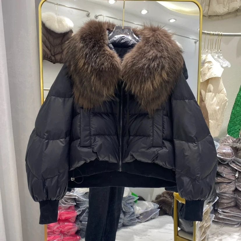 Teonclothingshop Women's thick warm short fur puffer jacket