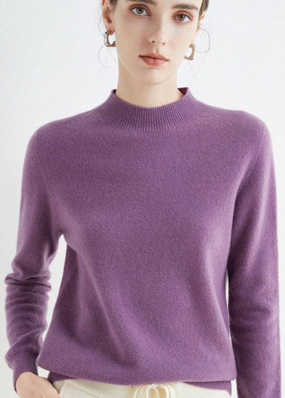 Teonclothingshop Woolen pullover, Women's loose pullover with turtleneck and collar Spring and autumn
