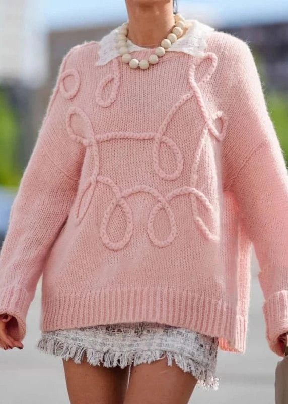 Fashionable Pink Pullover Sweater