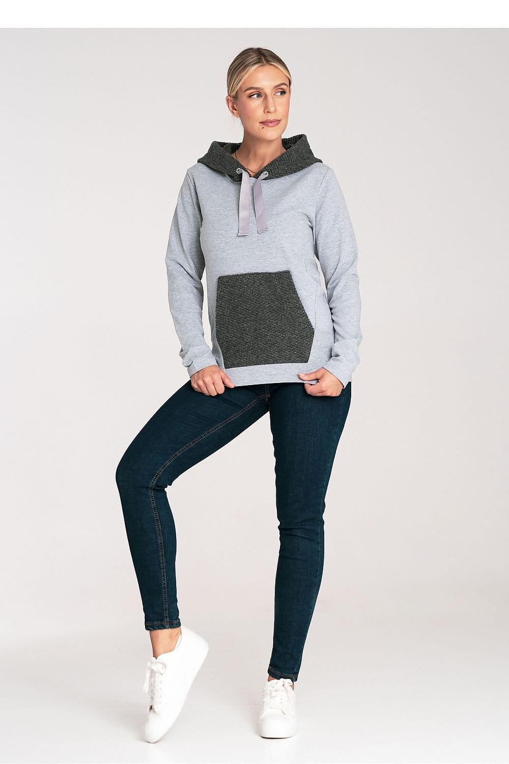 Teon Clothing EU Cotton sweatshirt with long sleeves and a loose woolen hood