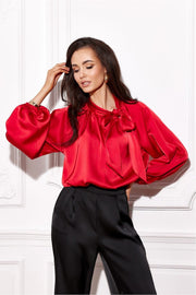 Teon Clothing EU Elegant Satin Blouse with Puffy Sleeves