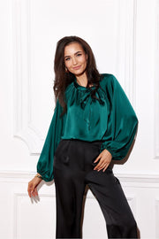 Teon Clothing EU Elegant Satin Blouse with Puffy Sleeves