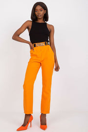 Teon Clothing EU Pants with a high waist and a decorative belt