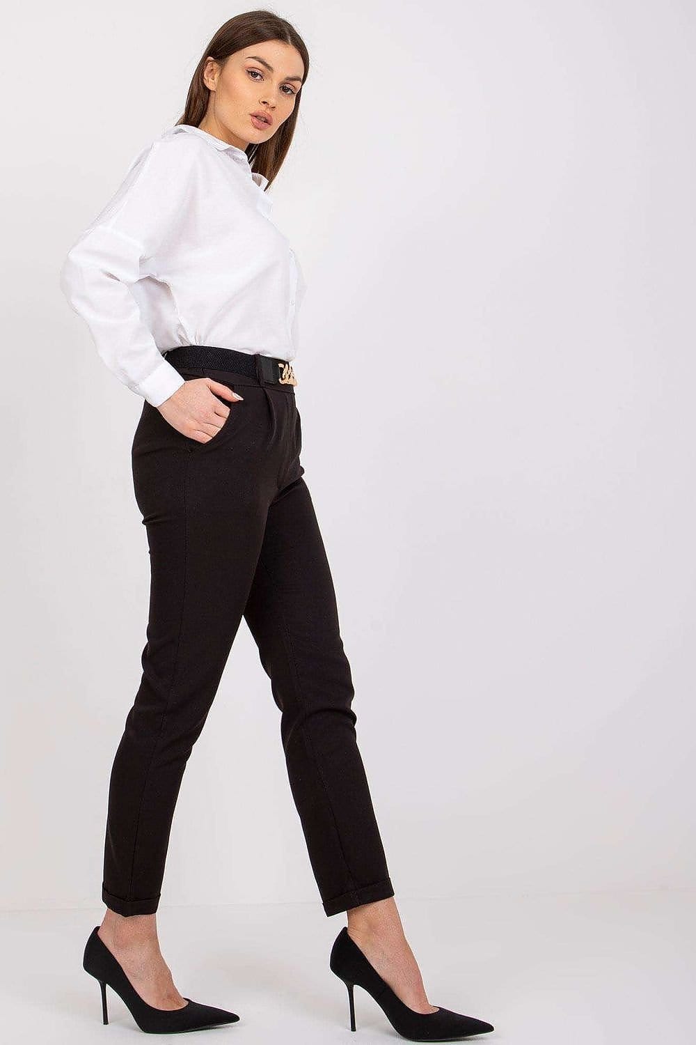 Teon Clothing EU Pants with a high waist and a decorative belt