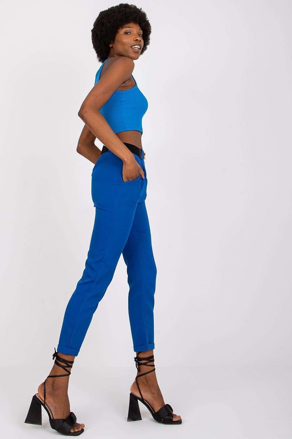 Teon Clothing EU Pants with a high waist and a decorative belt