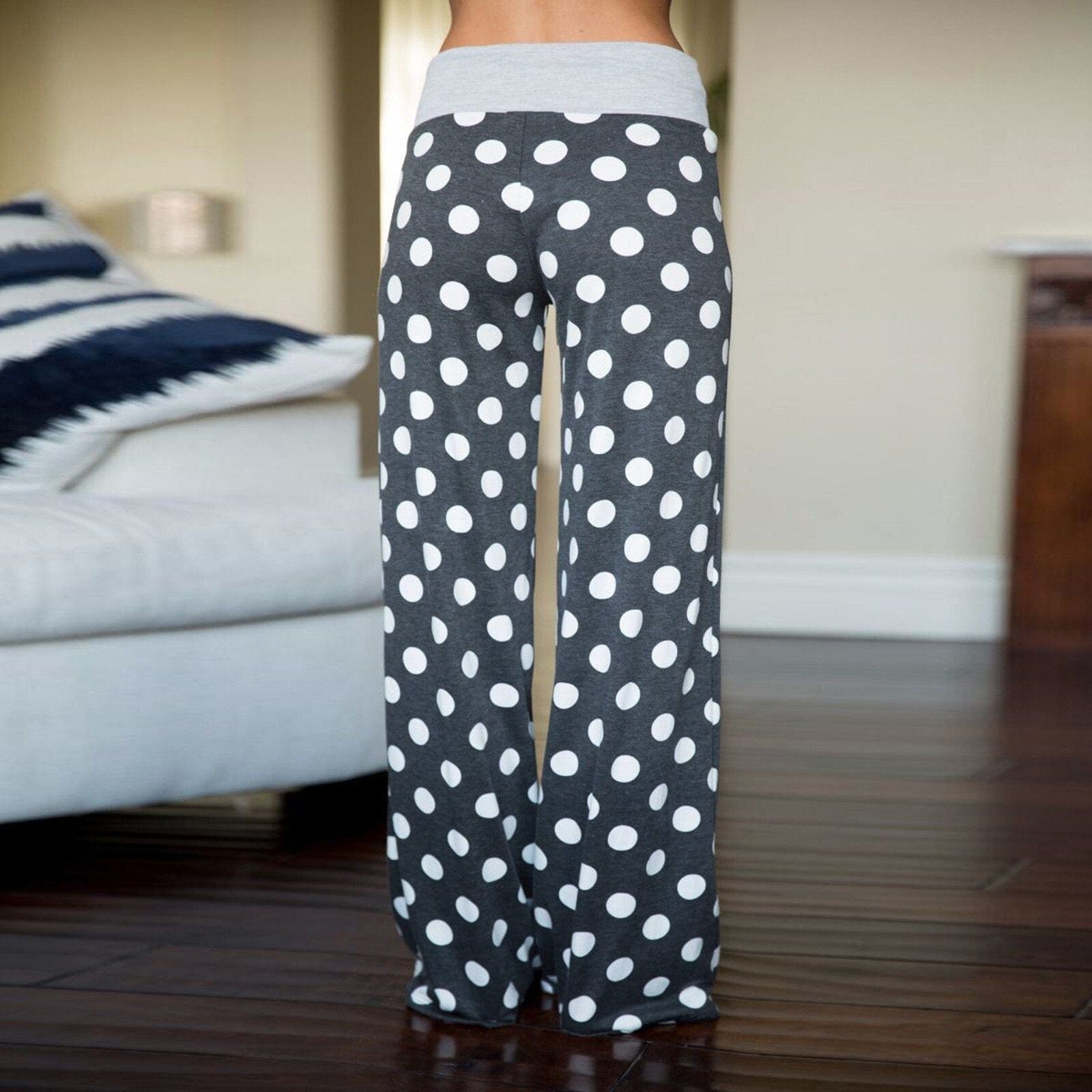 Teon Clothing Shop Drawstring Pants for Women Casual long pants with polka dot print