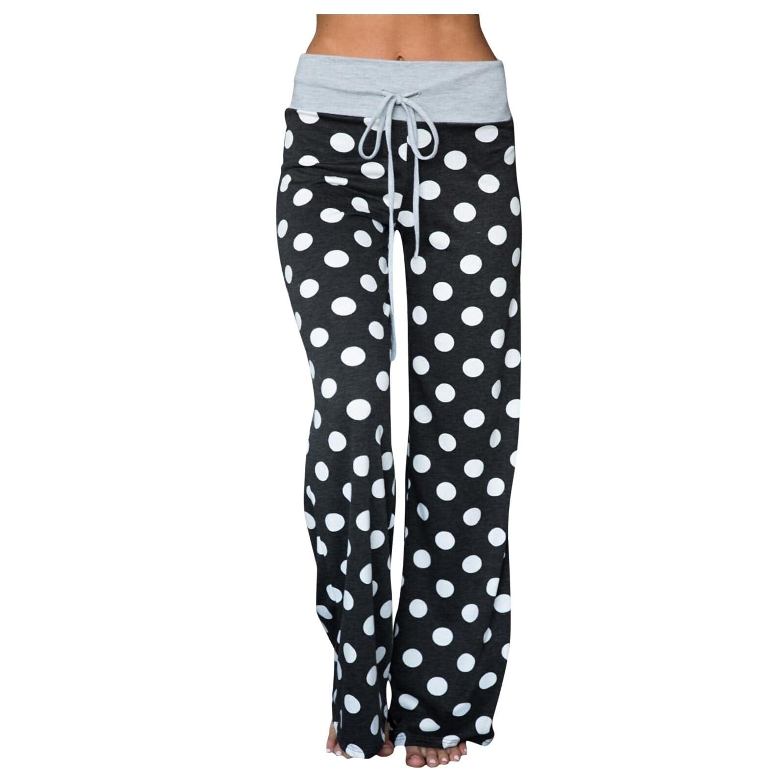 Teon Clothing Shop Drawstring Pants for Women Casual long pants with polka dot print