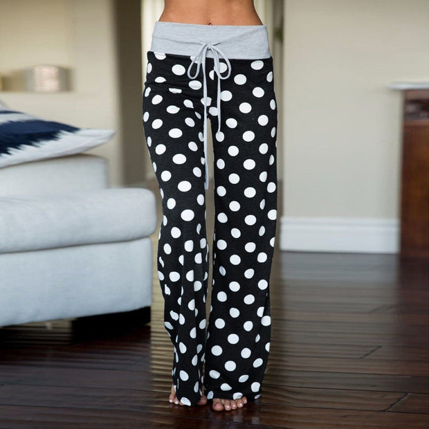 Teon Clothing Shop Drawstring Pants for Women Casual long pants with polka dot print