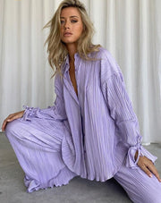 Teon Clothing Shop Purple / S Fashion Long Sleeve Blouse 2 Piece Sets Women's Clothing