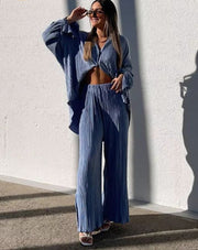 Teon Clothing Shop Fashion Long Sleeve Blouse 2 Piece Sets Women's Clothing